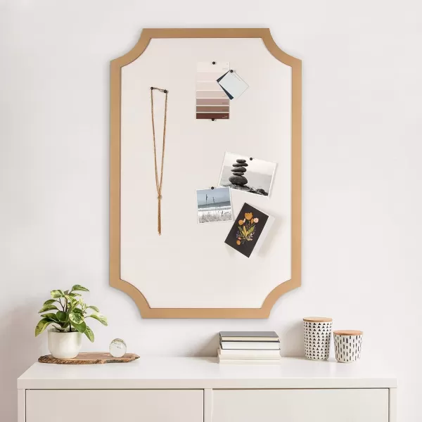 Kate and Laurel Holbrook Modern Scalloped Fabric Pinboard 24 x 36 Gold Decorative Bulletin Board for Wall