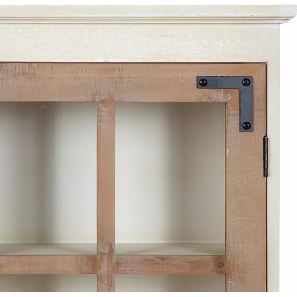 Kate and Laurel Hutchins Decorative Farmhouse Wood Wall Cabinet 30 x 65 x 275 White and Brown Wall Cabinet with Window Pane Glass DoorWhiteBrown