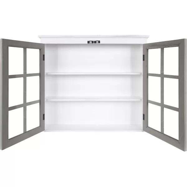 Kate and Laurel Hutchins Decorative Farmhouse Wood Wall Cabinet 30 x 65 x 275 White and Brown Wall Cabinet with Window Pane Glass DoorWhiteGray