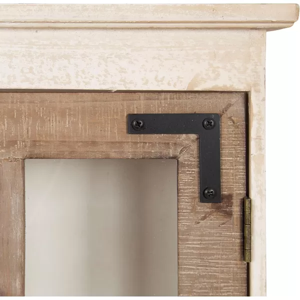 Kate and Laurel Hutchins Decorative Farmhouse Wood Wall Storage Cabinet with Window Pane Glass Door Rustic and White