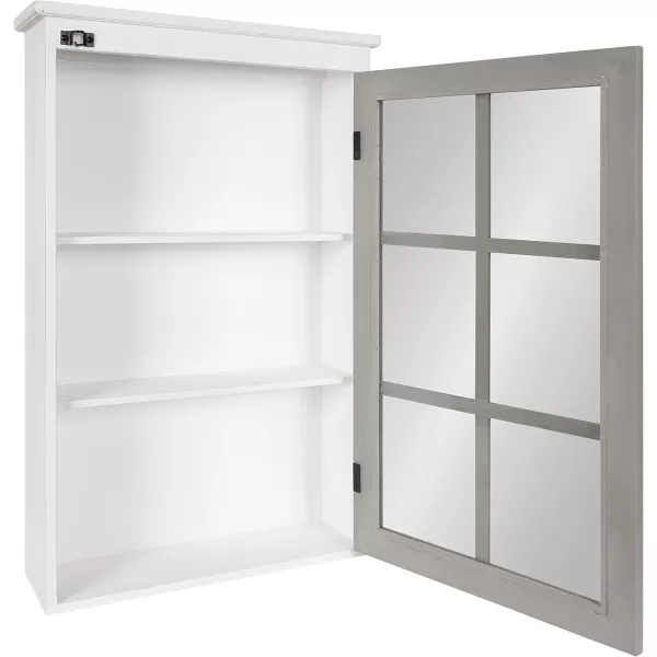 Kate and Laurel Hutchins Decorative Rustic Wall Cabinet 195 x 6 x 315 White and Gray Farmhouse Cabinet with Glass Door