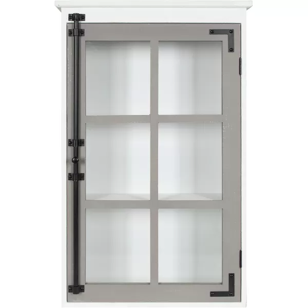 Kate and Laurel Hutchins Decorative Rustic Wall Cabinet 195 x 6 x 315 White and Gray Farmhouse Cabinet with Glass Door