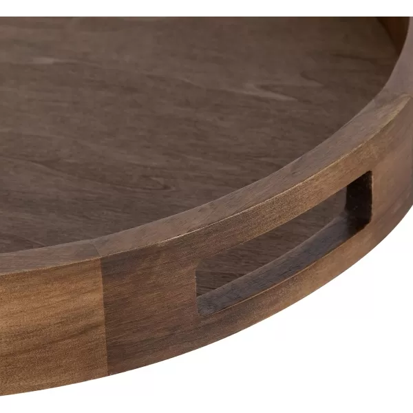 Kate and Laurel Hutton Large Round Wood Tray with Handles Natural Rustic FinishRustic Brown