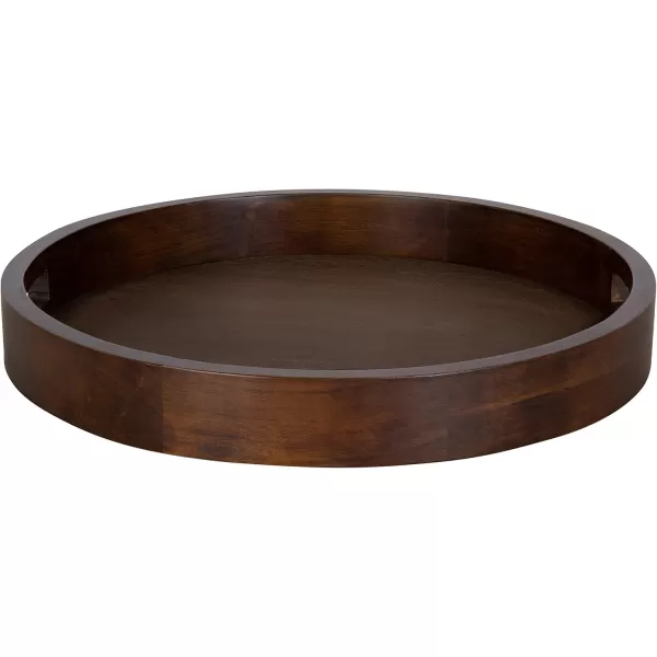 Kate and Laurel Hutton Large Round Wood Tray with Handles Natural Rustic FinishWalnut Brown