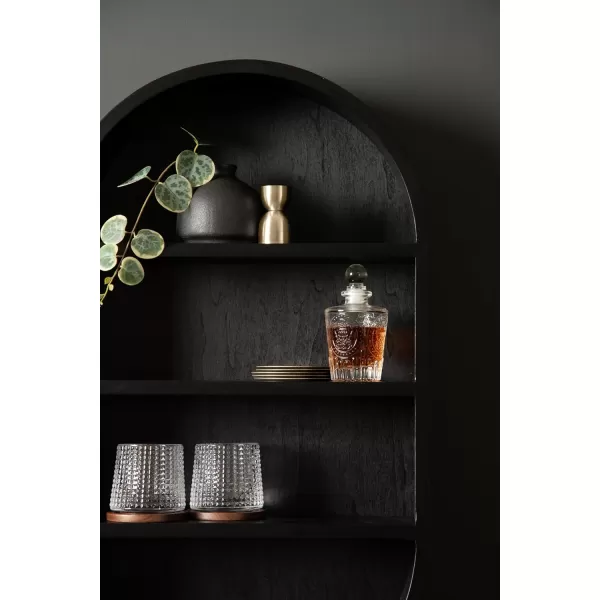 Kate and Laurel Hutton Modern Capsule Wall Shelf 16 x 28 Black Minimal Round Oval Wall Shelves for Above Toilet Bathroom StorageBlack