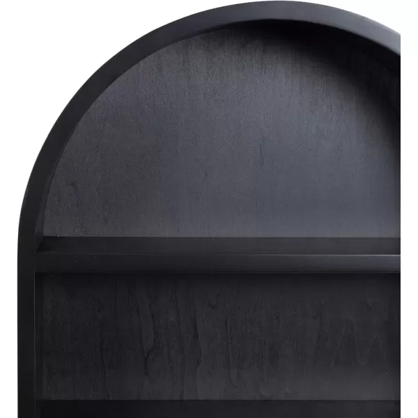 Kate and Laurel Hutton Modern Capsule Wall Shelf 16 x 28 Black Minimal Round Oval Wall Shelves for Above Toilet Bathroom StorageBlack