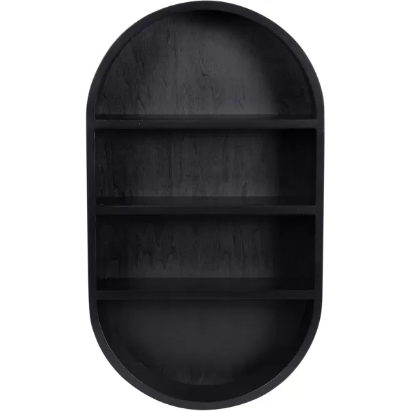 Kate and Laurel Hutton Modern Capsule Wall Shelf 16 x 28 Black Minimal Round Oval Wall Shelves for Above Toilet Bathroom StorageBlack