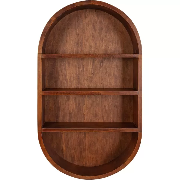 Kate and Laurel Hutton Modern Capsule Wall Shelf 16 x 28 Black Minimal Round Oval Wall Shelves for Above Toilet Bathroom StorageWalnut Brown