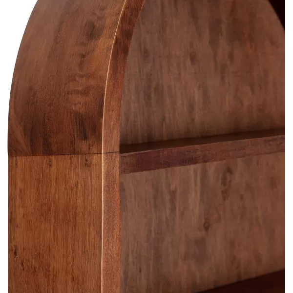 Kate and Laurel Hutton Modern Capsule Wall Shelf 16 x 28 Black Minimal Round Oval Wall Shelves for Above Toilet Bathroom StorageWalnut Brown