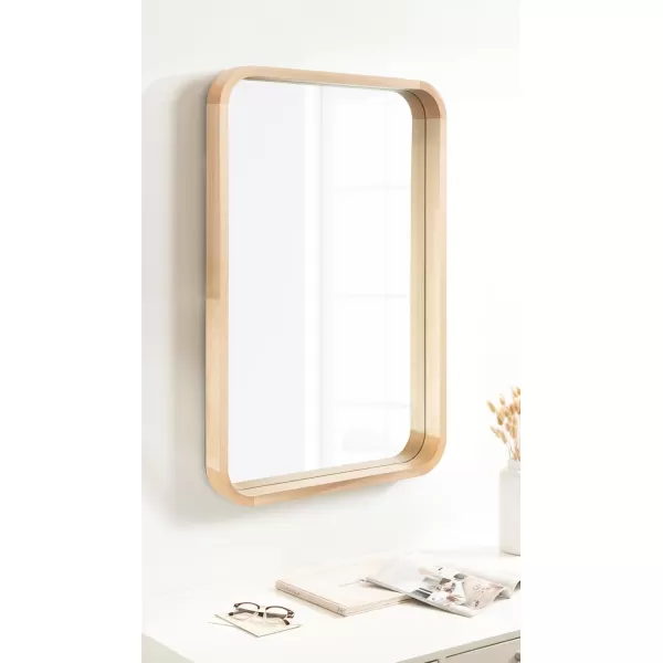 Kate and Laurel Hutton Modern Rounded Rectangle Wall Mirror 24 x 36 Natural Wood Decorative Scandinavian Rectangular Wall Decor for Bathroom Mirror for Over SinkNatural