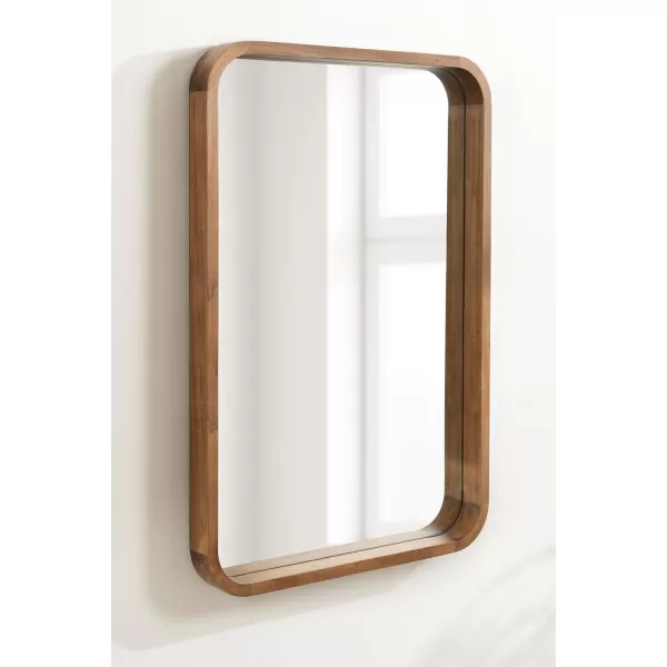 Kate and Laurel Hutton Modern Rounded Rectangle Wall Mirror 24 x 36 Natural Wood Decorative Scandinavian Rectangular Wall Decor for Bathroom Mirror for Over SinkRustic Brown