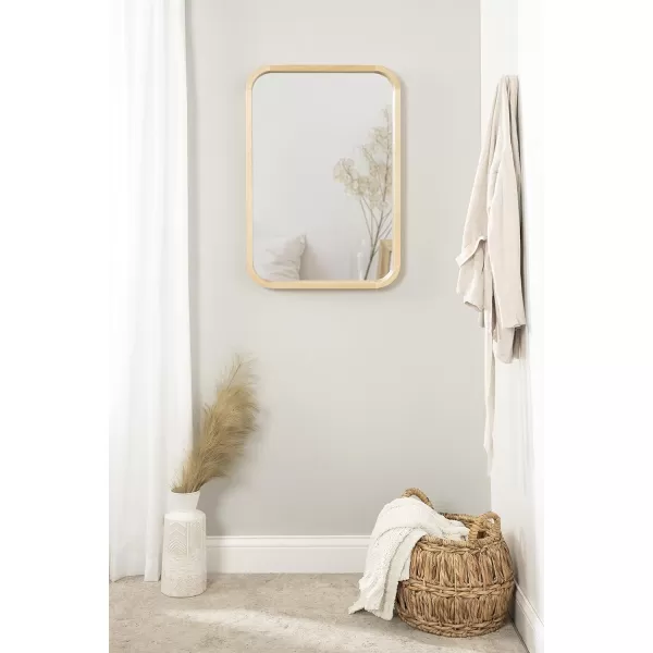 Kate and Laurel Hutton Modern Rounded Rectangle Wall Mirror 24 x 36 Natural Wood Decorative Scandinavian Rectangular Wall Decor for Bathroom Mirror for Over SinkNatural