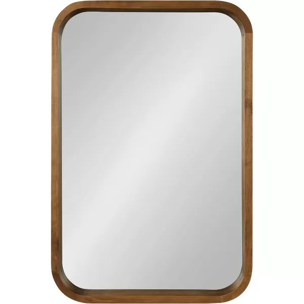 Kate and Laurel Hutton Modern Rounded Rectangle Wall Mirror 24 x 36 Natural Wood Decorative Scandinavian Rectangular Wall Decor for Bathroom Mirror for Over SinkRustic Brown