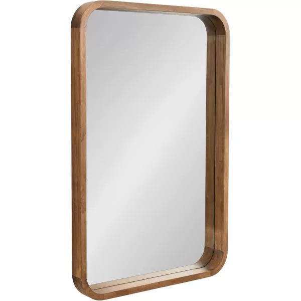 Kate and Laurel Hutton Modern Rounded Rectangle Wall Mirror 24 x 36 Natural Wood Decorative Scandinavian Rectangular Wall Decor for Bathroom Mirror for Over SinkRustic Brown