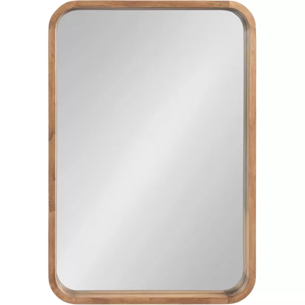 Kate and Laurel Hutton Modern Rounded Rectangle Wall Mirror 24 x 36 Natural Wood Decorative Scandinavian Rectangular Wall Decor for Bathroom Mirror for Over SinkRustic Brown