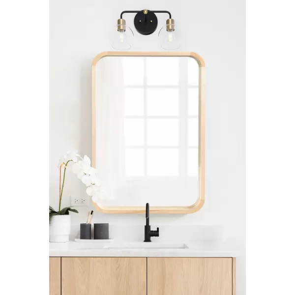 Kate and Laurel Hutton Modern Rounded Rectangle Wall Mirror 24 x 36 Natural Wood Decorative Scandinavian Rectangular Wall Decor for Bathroom Mirror for Over SinkNatural