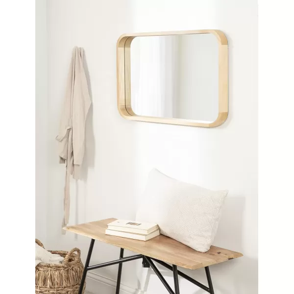 Kate and Laurel Hutton Modern Rounded Rectangle Wall Mirror 24 x 36 Natural Wood Decorative Scandinavian Rectangular Wall Decor for Bathroom Mirror for Over SinkNatural