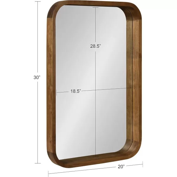 Kate and Laurel Hutton Modern Rounded Rectangle Wall Mirror 24 x 36 Natural Wood Decorative Scandinavian Rectangular Wall Decor for Bathroom Mirror for Over SinkRustic Brown