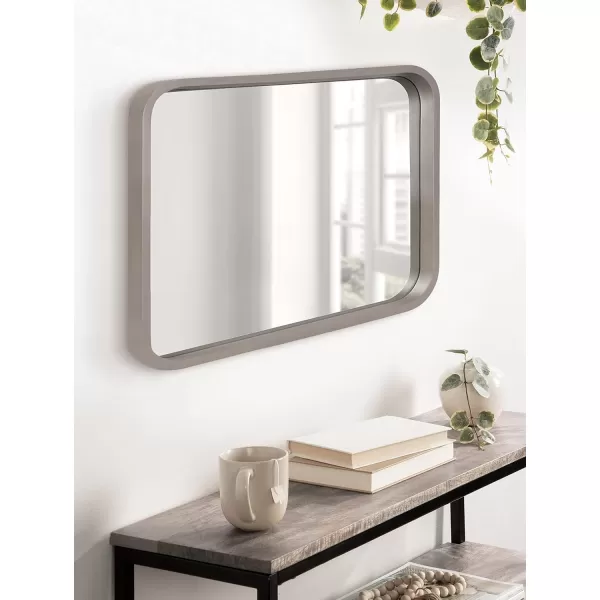 Kate and Laurel Hutton Modern Rounded Rectangle Wall Mirror 24 x 36 Natural Wood Decorative Scandinavian Rectangular Wall Decor for Bathroom Mirror for Over SinkGrey