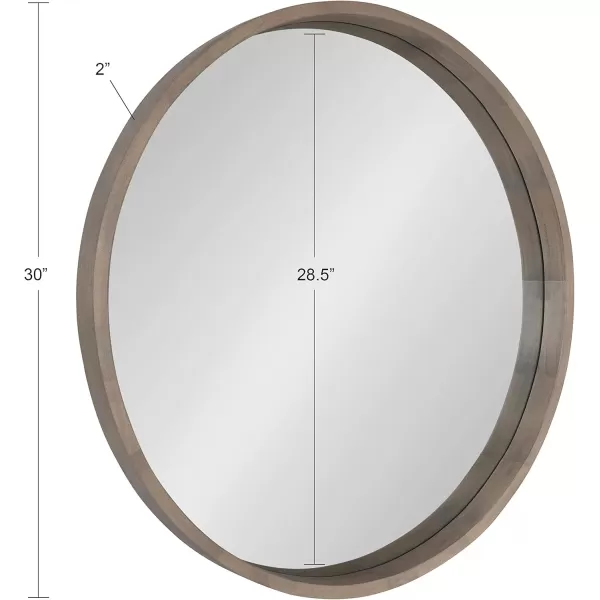 Kate and Laurel Hutton Round Decorative Wood Frame Wall Mirror 30 Inch Diameter Natural RusticGrey