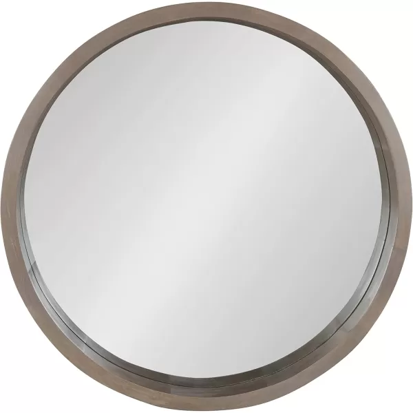 Kate and Laurel Hutton Round Decorative Wood Frame Wall Mirror 30 Inch Diameter Natural RusticGrey