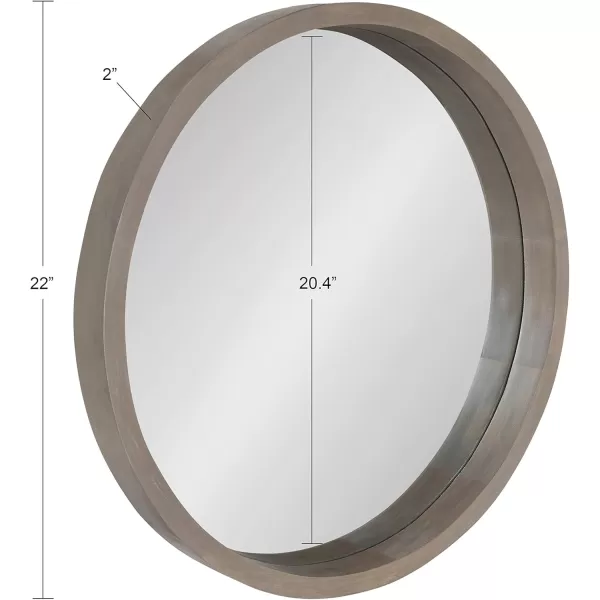 Kate and Laurel Hutton Round Decorative Wood Frame Wall Mirror 30 Inch Diameter Natural RusticGrey