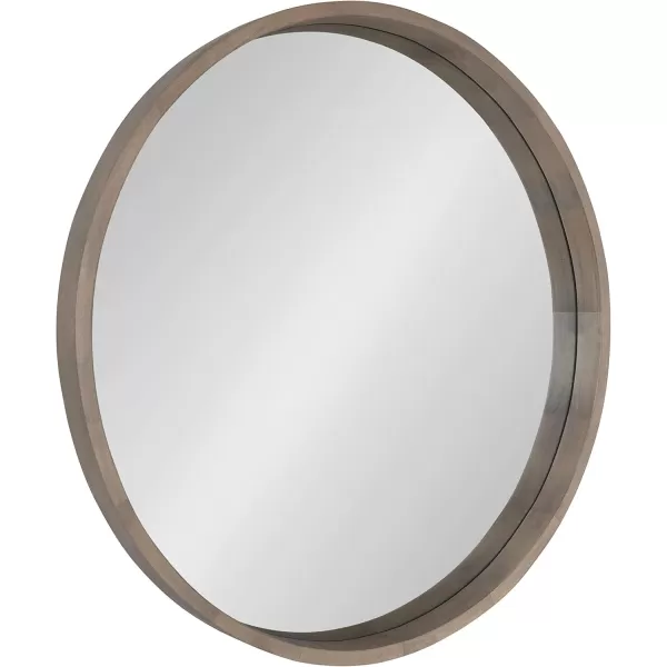 Kate and Laurel Hutton Round Decorative Wood Frame Wall Mirror 30 Inch Diameter Natural RusticGrey