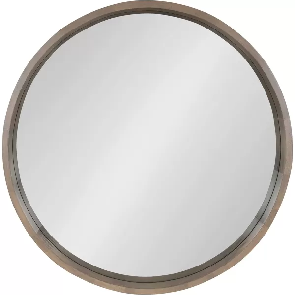 Kate and Laurel Hutton Round Decorative Wood Frame Wall Mirror 30 Inch Diameter Natural RusticGrey