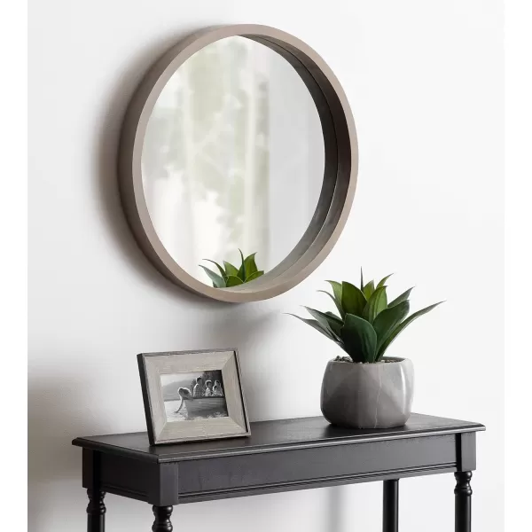 Kate and Laurel Hutton Round Decorative Wood Frame Wall Mirror 30 Inch Diameter Natural RusticGrey