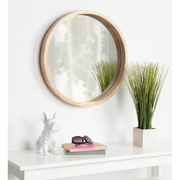 Kate and Laurel Hutton Round Decorative Wood Frame Wall Mirror 30 Inch Diameter Natural RusticNatural