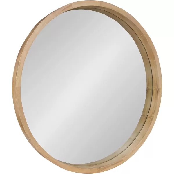 Kate and Laurel Hutton Round Decorative Wood Frame Wall Mirror 30 Inch Diameter Natural RusticNatural