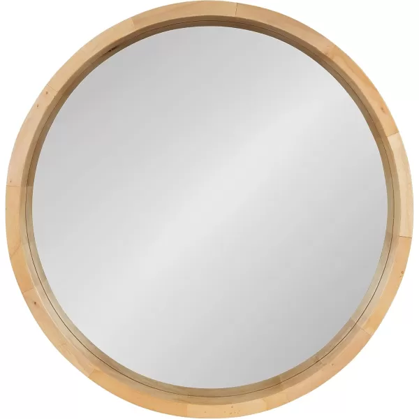 Kate and Laurel Hutton Round Decorative Wood Frame Wall Mirror 30 Inch Diameter Natural RusticNatural