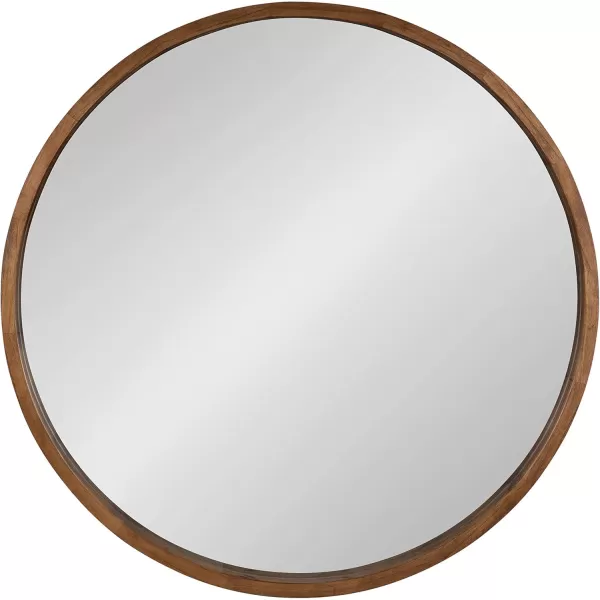 Kate and Laurel Hutton Round Decorative Wood Frame Wall Mirror 30 Inch Diameter Natural RusticRustic Brown