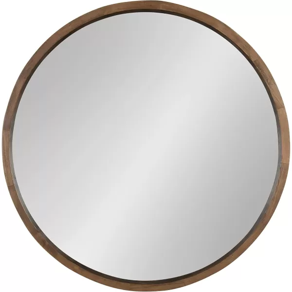 Kate and Laurel Hutton Round Decorative Wood Frame Wall Mirror 30 Inch Diameter Natural RusticRustic Brown