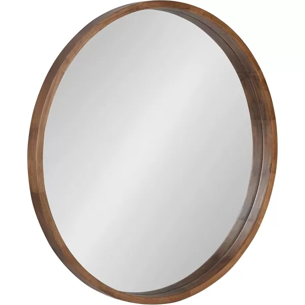 Kate and Laurel Hutton Round Decorative Wood Frame Wall Mirror 30 Inch Diameter Natural RusticRustic Brown