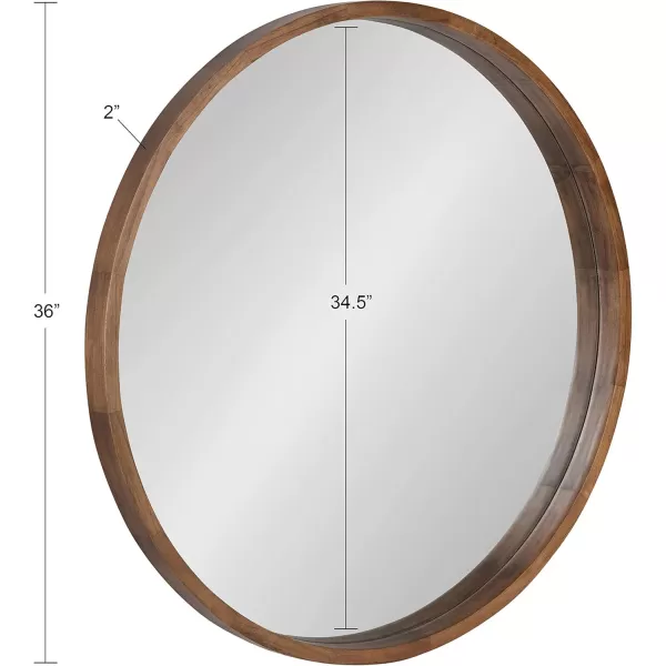 Kate and Laurel Hutton Round Decorative Wood Frame Wall Mirror 30 Inch Diameter Natural RusticRustic Brown