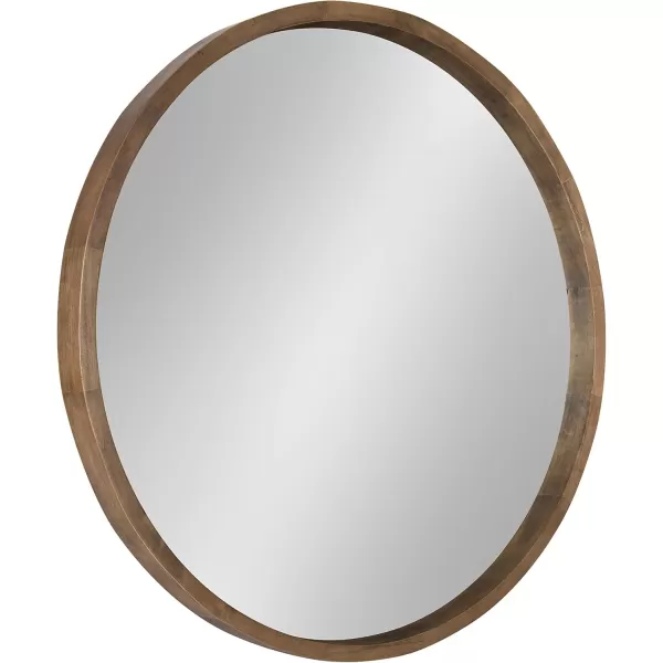 Kate and Laurel Hutton Round Decorative Wood Frame Wall Mirror 30 Inch Diameter Natural RusticRustic Brown