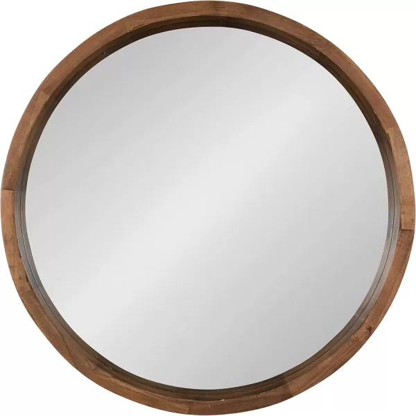 Kate and Laurel Hutton Round Decorative Wood Frame Wall Mirror 30 Inch Diameter Natural RusticRustic Brown