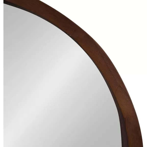 Kate and Laurel Hutton Round Decorative Wood Frame Wall Mirror 30 Inch Diameter Natural RusticWalnut Brown