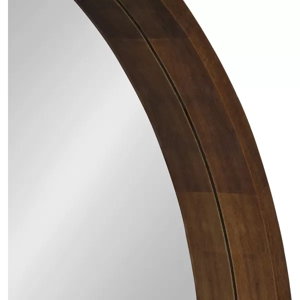 Kate and Laurel Hutton Round Decorative Wood Frame Wall Mirror 30 Inch Diameter Natural RusticWalnut Brown