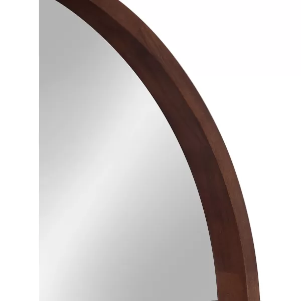 Kate and Laurel Hutton Round Decorative Wood Frame Wall Mirror 30 Inch Diameter Natural RusticWalnut Brown