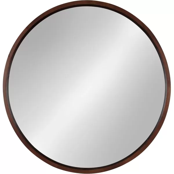 Kate and Laurel Hutton Round Decorative Wood Frame Wall Mirror 30 Inch Diameter Natural RusticWalnut Brown