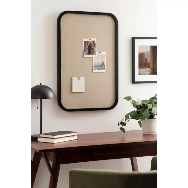 Kate and Laurel Hutton Transitional Wall Pinboard 20 x 30 Black Modern Rounded Rectangle Wall Organizer for Use as Cork Board Vision Board or Bulletin BoardBlack