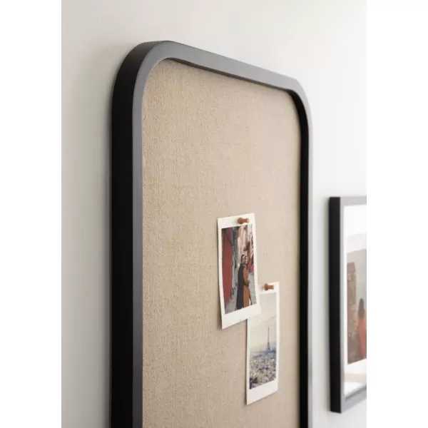 Kate and Laurel Hutton Transitional Wall Pinboard 20 x 30 Black Modern Rounded Rectangle Wall Organizer for Use as Cork Board Vision Board or Bulletin BoardBlack