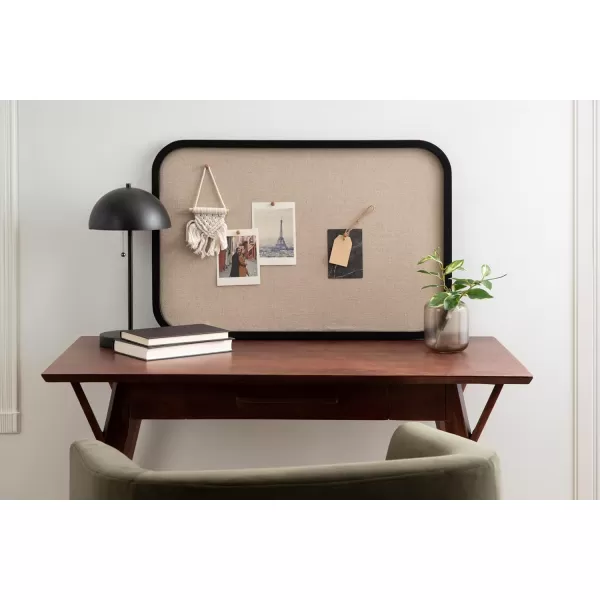 Kate and Laurel Hutton Transitional Wall Pinboard 20 x 30 Black Modern Rounded Rectangle Wall Organizer for Use as Cork Board Vision Board or Bulletin BoardBlack