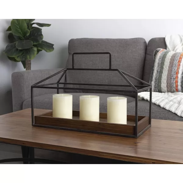 Kate and Laurel Huxley Farmhouse Wood and Metal Tabletop Planter 16 x 6 x 115 Caramel Brown Wood and Iron Chic Rustic Planter