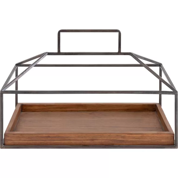Kate and Laurel Huxley Farmhouse Wood and Metal Tabletop Planter 16 x 6 x 115 Caramel Brown Wood and Iron Chic Rustic Planter