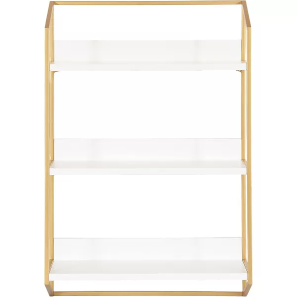 Kate and Laurel Hylton Modern Glam 3Tier Floating Wall Shelf 18 x 7 x 28 White and Gold Charming Tiered Shelving with Three Levels for Display and StorageWhiteGold