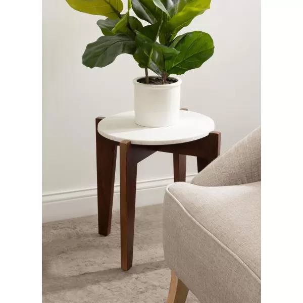 Kate and Laurel Icelyn Modern Living Room End Table for Use as Bedroom Nightstand or Large Indoor Plant Stand 19x19x19 WhiteNaturalWalnut Brown