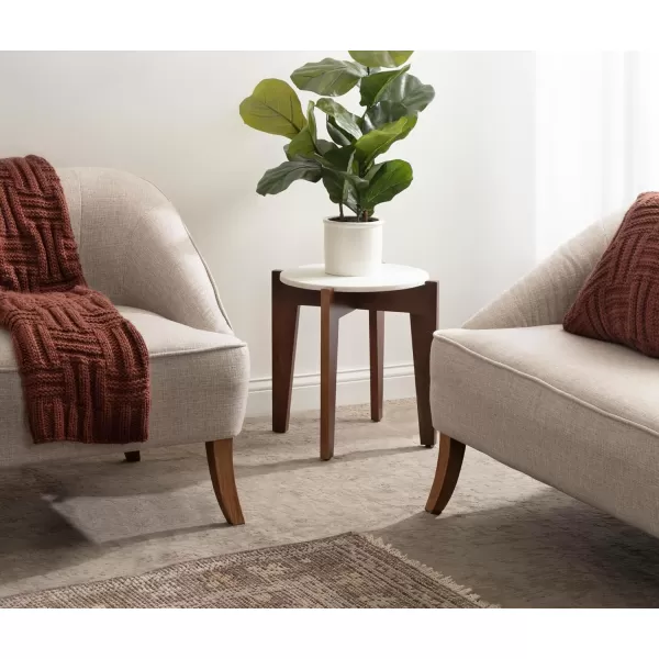 Kate and Laurel Icelyn Modern Living Room End Table for Use as Bedroom Nightstand or Large Indoor Plant Stand 19x19x19 WhiteNaturalWalnut Brown